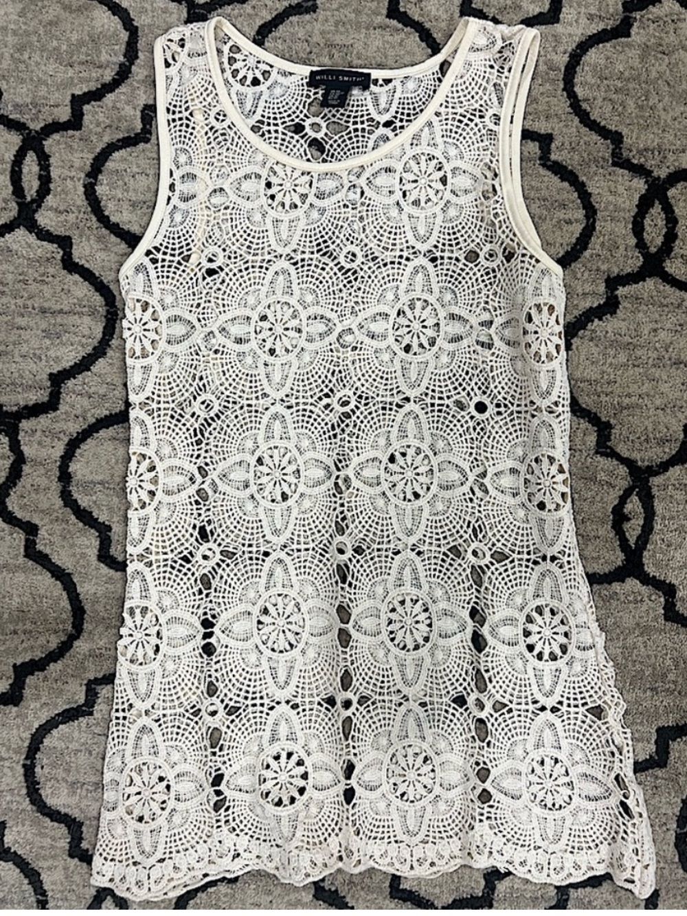 Willi Smith White Crochet Lace Sleeveless Tank